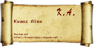 Kvasz Alex névjegykártya